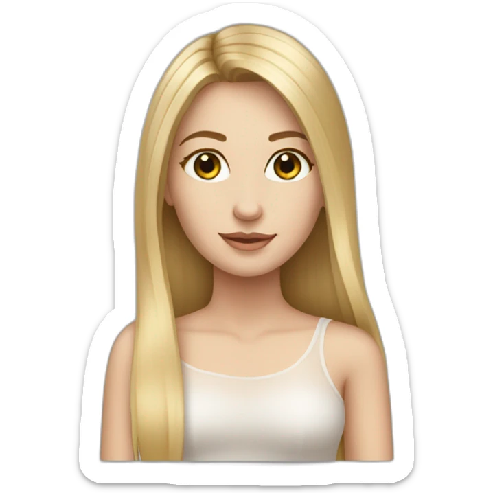 caucasian girl, long straight blonde hair, sheer top sticker