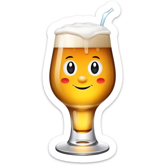 Delirium beer on tap served in signature glass with foam dollop on top sticker