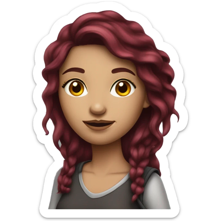 Beautiful tattooed  burgundy long haired woman crossing the street sticker