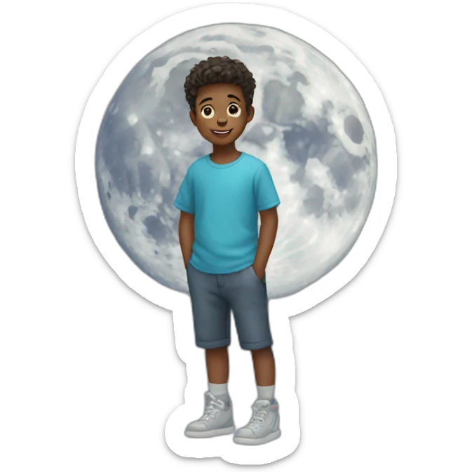 Boy in moon sticker