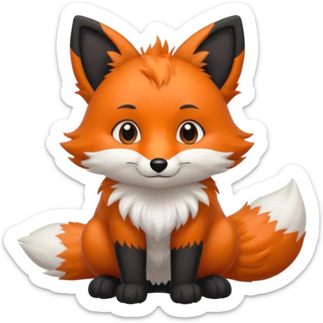 Floofy the Creampuff fox blackish gray fur color chubby Black paws orange color 3 tails sticker