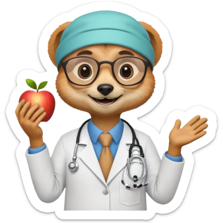 un suricate médecin très très heureux (reproduire les memoji d'apple) sticker