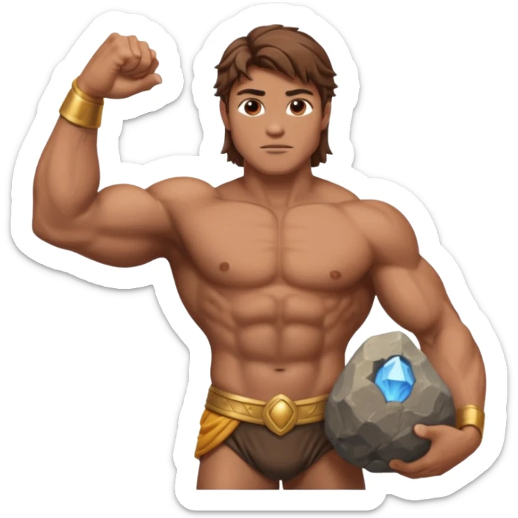 Atlas the greek god with a A big rock and shirt Without a hole WITH BROWN HAIR sticker