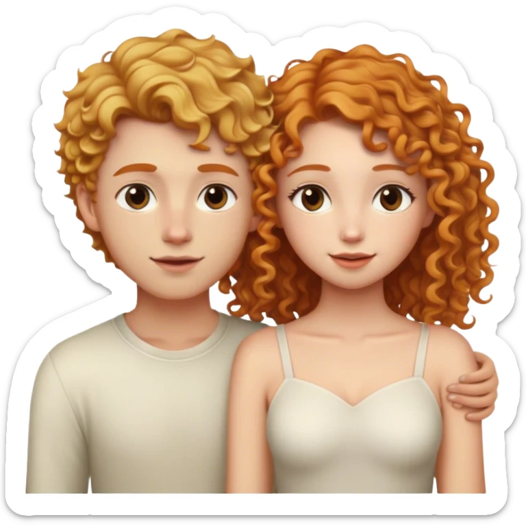 blonde straight hair girl and ginger curly hair boy in love  sticker