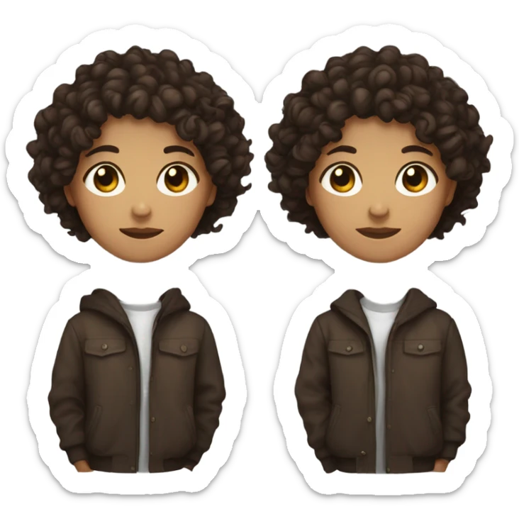 Dark brown curly hair with dark brown eyes and between brown and white  sticker