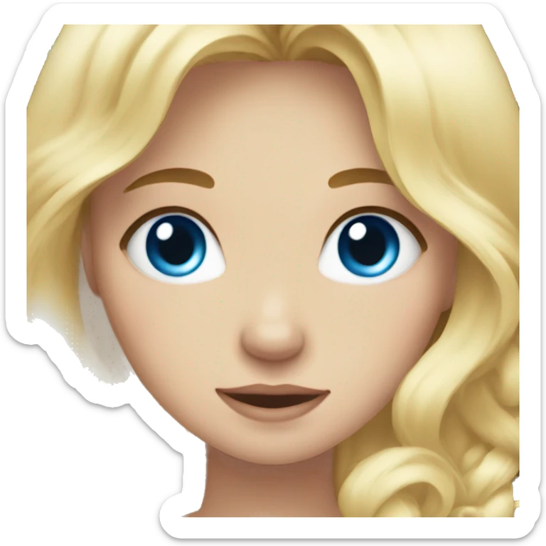 blonde hair blue eyed girl hand heart sticker