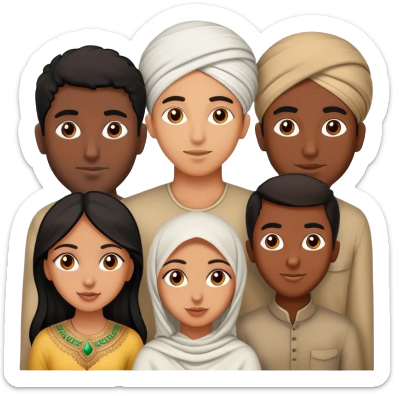 5 bestfriends: 2 North African men, 1 Iranian girl, 1 Indian girl, 1 black man sticker