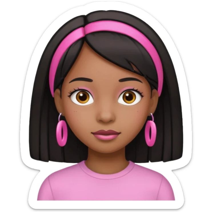 a black girl with straight hair and pink clips in the front sticker