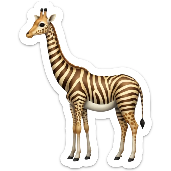 Zebra-giraffe-gazelle-wildebeest-fusion-hybrid-animal-creature, full body sticker