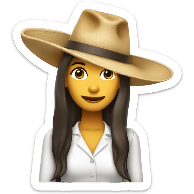 Mujer Paleontologa de piel blanca, cabello largo café y sombrero  sticker