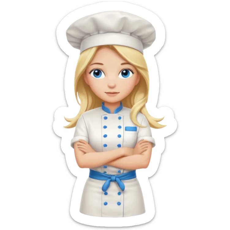 Full body 
Sexy Long Blonde hair blue eyed female chef arms folded sticker