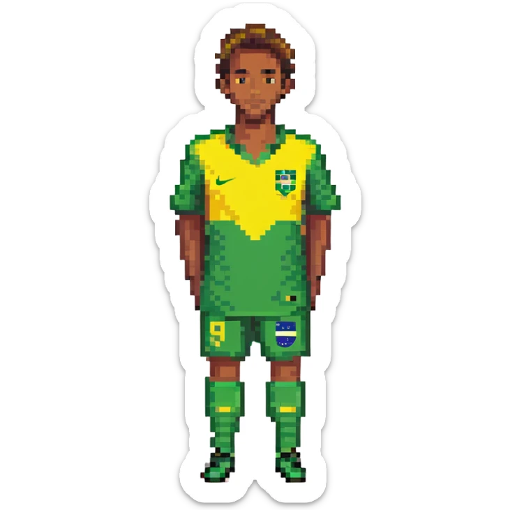 man wearing Brazilian soccer jersey, yellow and green colors sticker