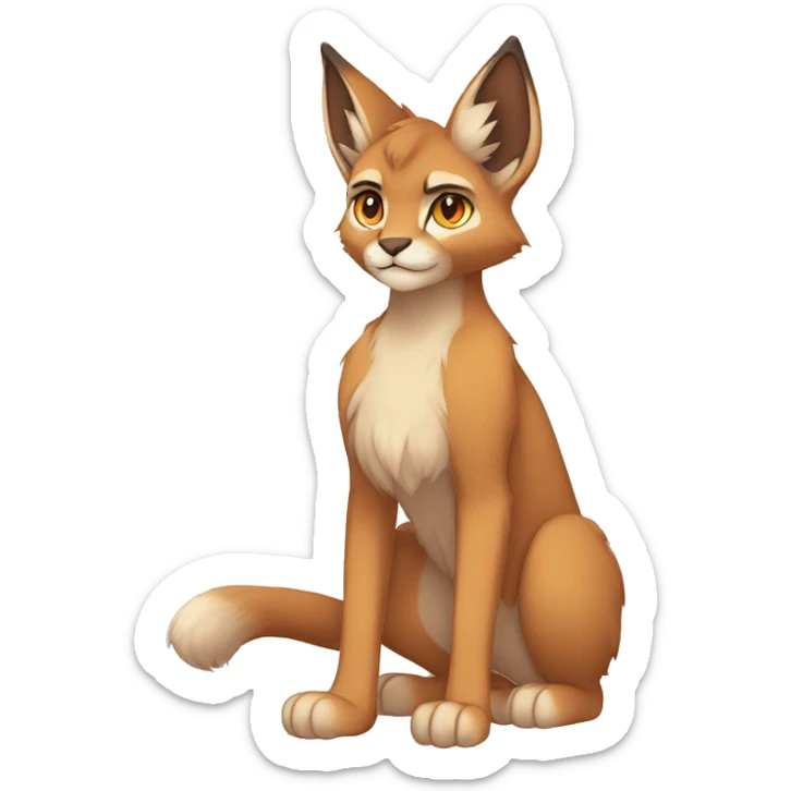 Anthro Beige-Orange-Brown Fur-Sona-Fakemon Lynx-Caracal Full Body sticker