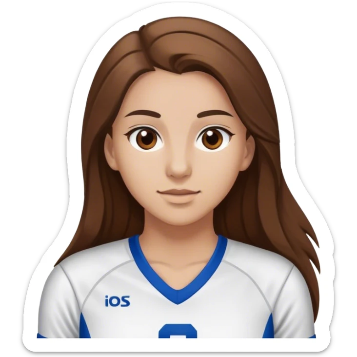 girl with long brown hair and brown eyes volleyball jersey  sticker