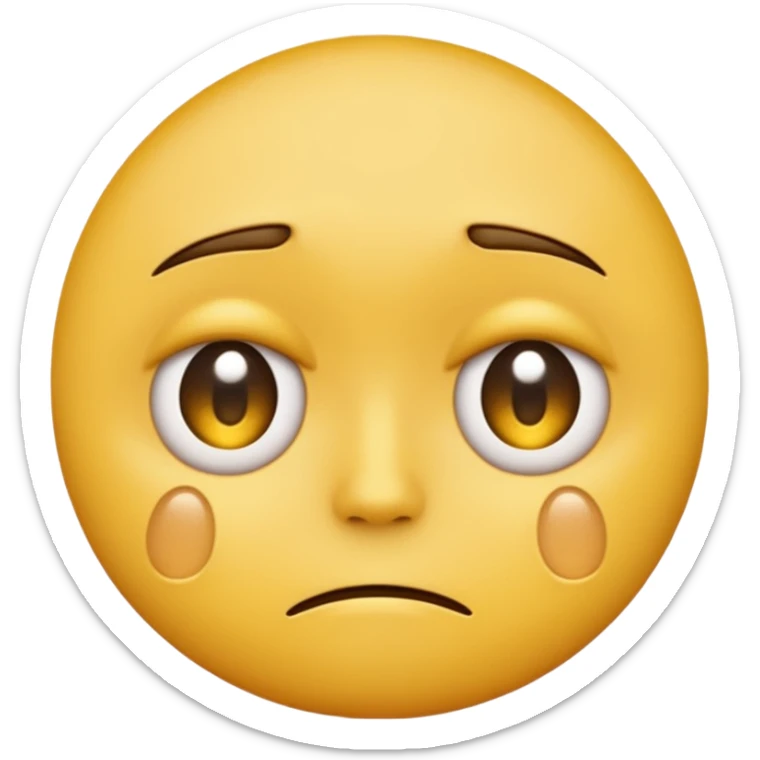 A regular yellow  skin, round face emoji looking straight at me not smilling, just staring with a tear rolling down its cheek sticker