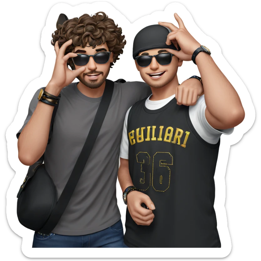 boys in stylish accessories sticker