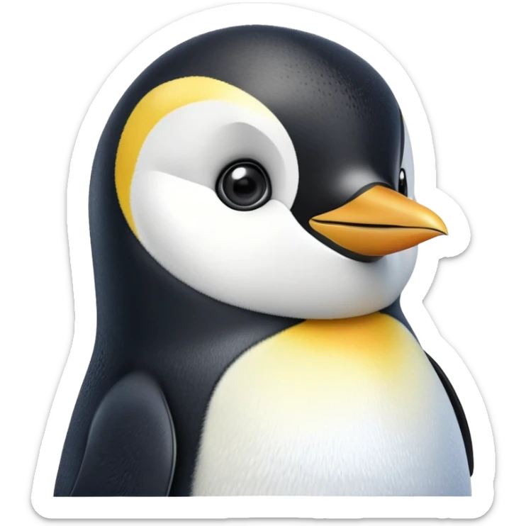 cinematic-adult-emperor-penguin-portrait-emoji,-head-tilted-playfully-and-inquisitively,-with-glossy,-pristine-plumage,-sparkling-eyes-filled-with-curiosity,-simplified-yet-irresistibly-adorable-features, black face sticker