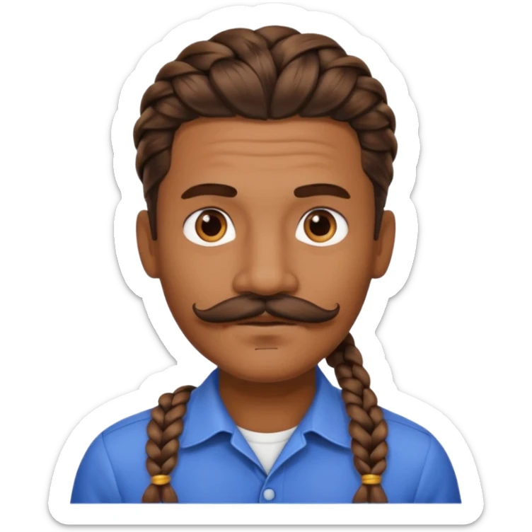 braided an with mustache sticker