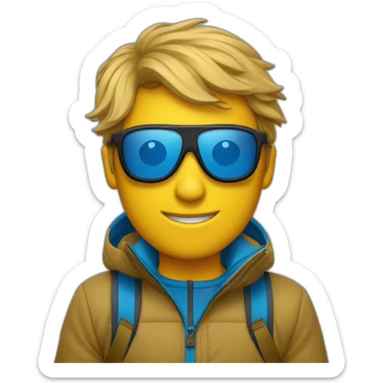 Un jeune homme avec les cheveux bleus et des lunettes de ski sticker