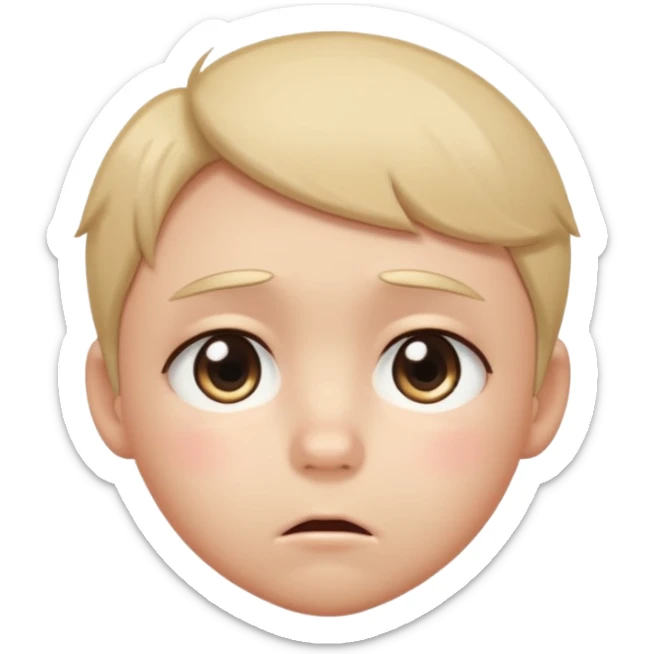 Full Beary eary eyes, trembling lips, small frown, glossy tears, emotional anime expression, soft shadows sticker