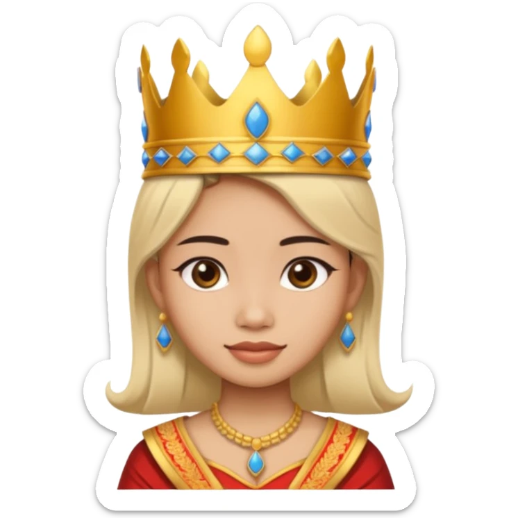 Create Emoji of a young woman wearing Khmer clothes And a Khmer-style crown sticker