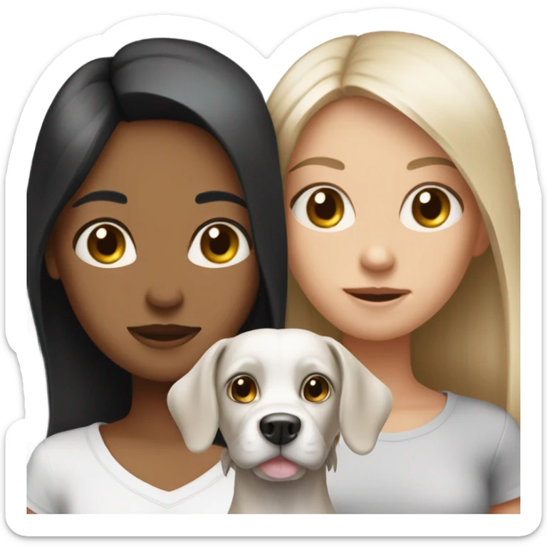 Skinny girl have two dogs that have black and white color sticker