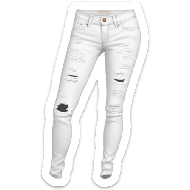 Realistic isolated pair of white distressed ripped fashion jean jegging pants. sticker