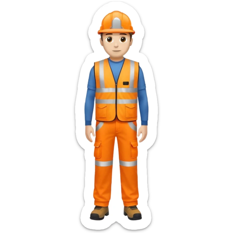 man in orange hi vis vest and chinos, no helmet, standing full body sticker