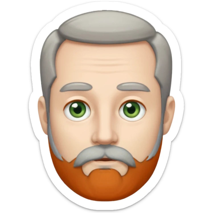 Greenish grey eyed adult man with greyish very short poor hair and a extremely long beard. Pale skin. sticker