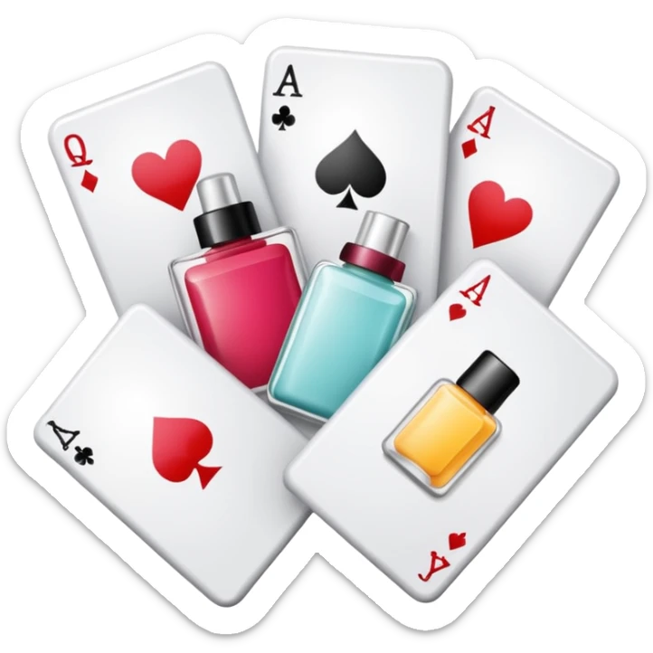 emoji of playing cards with illustrations of beauty products on them
 sticker