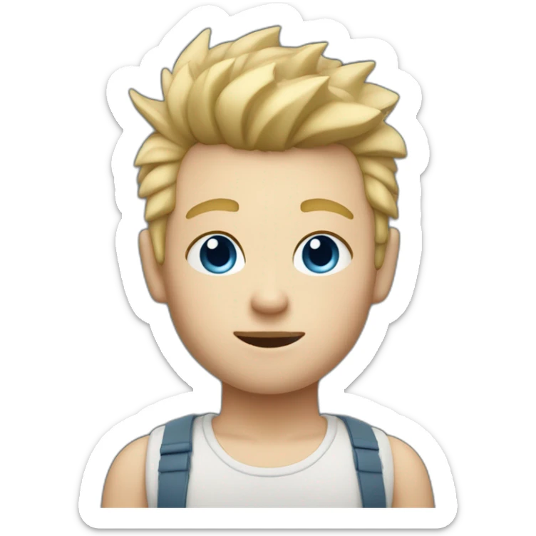 boy with blond, Buzzed Sides Spiked Hair, blue eyes in memoji style, just the face sticker