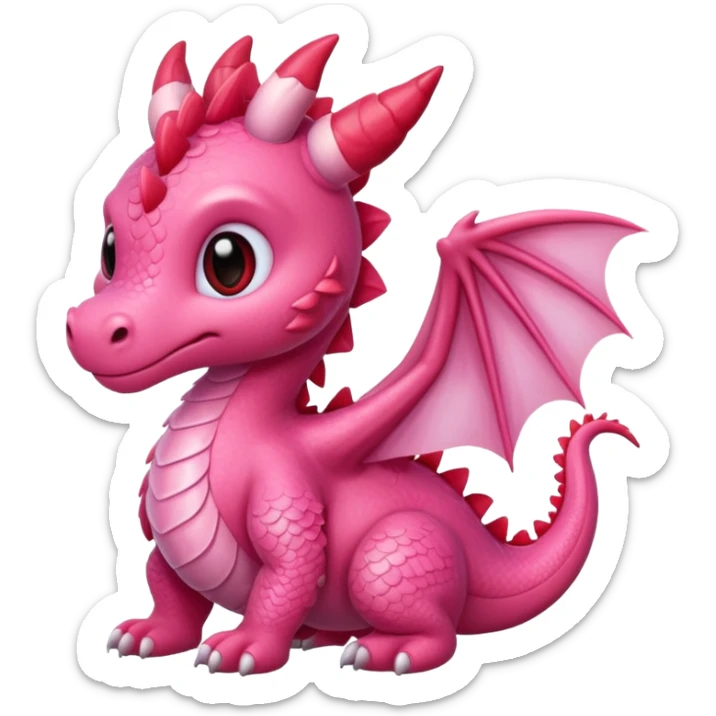 Lovely cute sweet romantic adorable pink dragon with red heart markings sticker