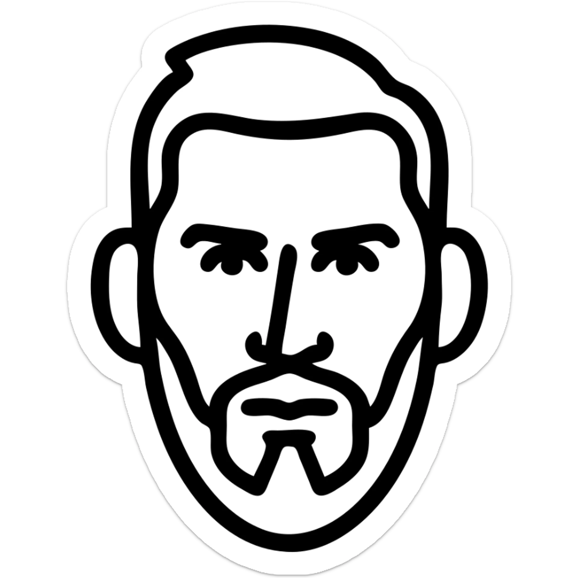 Messi's face as a simple, bold icon, in the style of Airbnb category icons, thick lines, modern and friendly, no text sticker