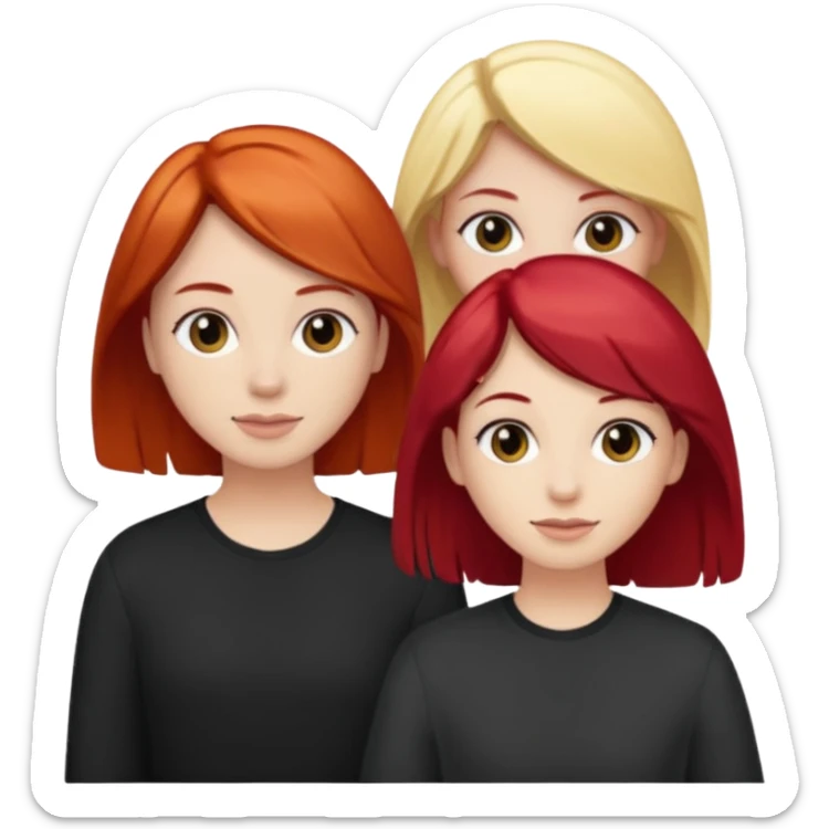 3 amigas una con el pelo rojo la otra con el pelo negro y la otra rubia  sticker