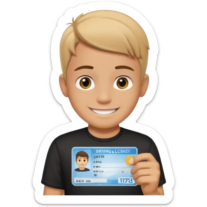 driving license of ipretty bratz emoji of a boy with a black tee sticker