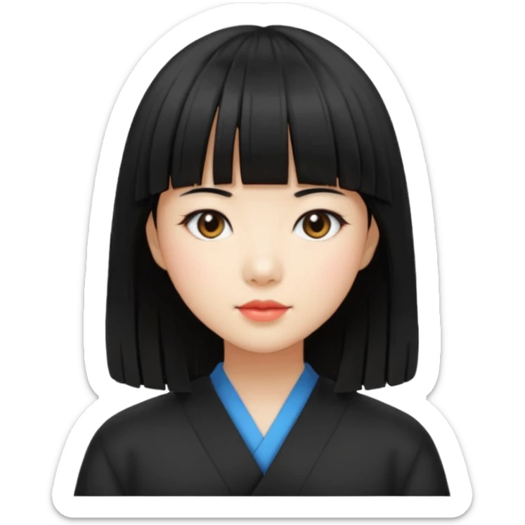 asian girl blunt fringe shoulder length hair sticker