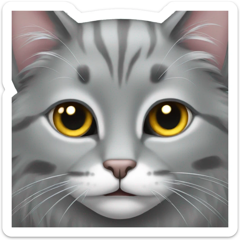Gray long hair cat sticker