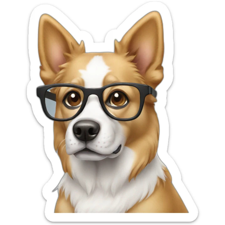 dog white whith glasses sticker