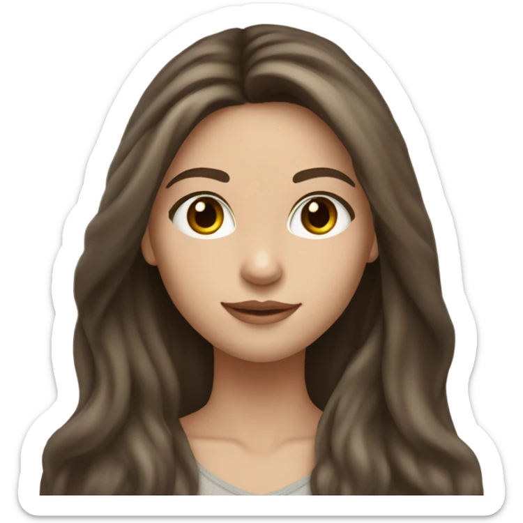 long hair brunette girl with hazel eyes and fair skin tone sticker