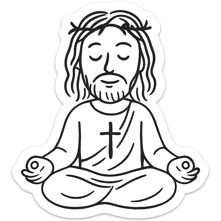 Jesus meditating, peaceful expression sticker