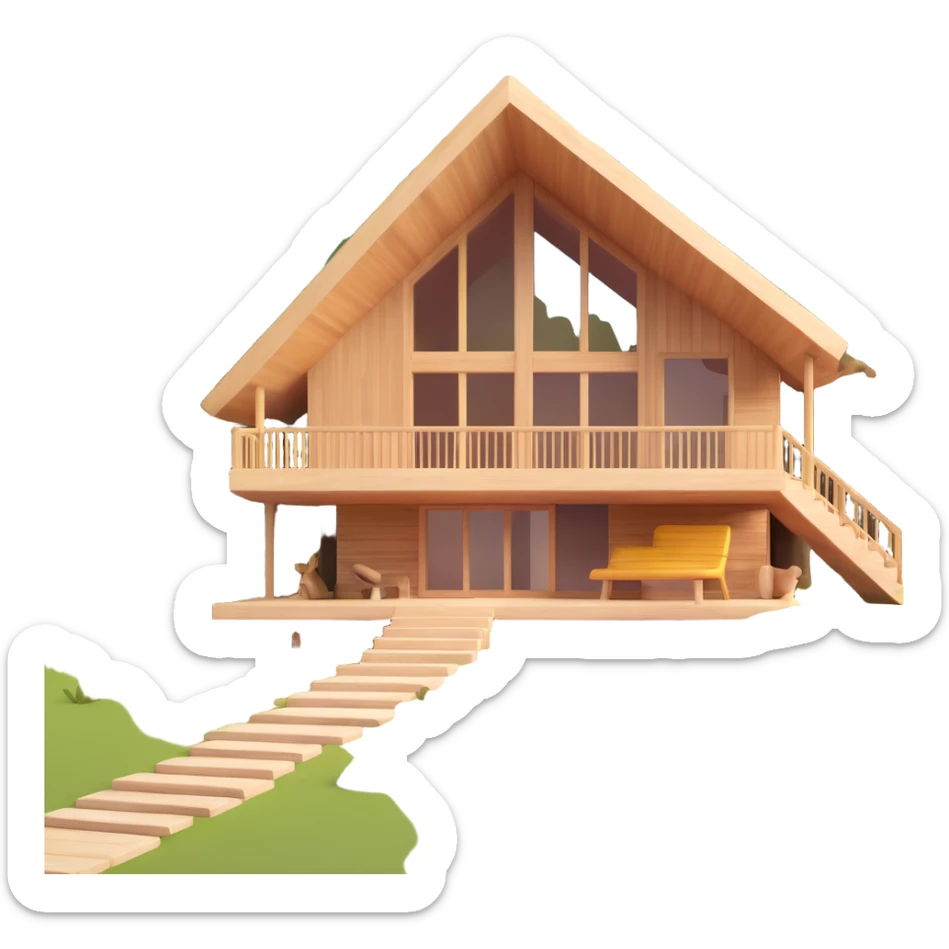 contemporary forest house with natural materials and integrated into woodland setting sticker