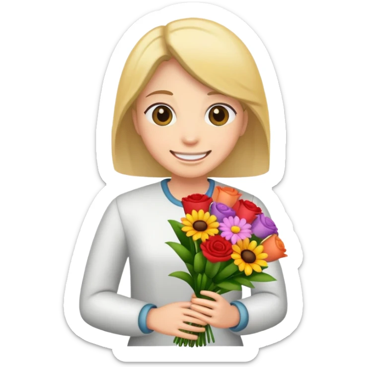 un emoji qui donne un bouquet de fleur pour se faire pardonner sticker
