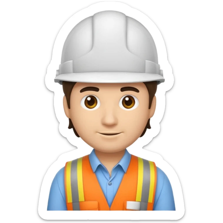 Creo un emoji de un ING civil cabello rizado y casco blanco  que sea hombre y morenito sticker