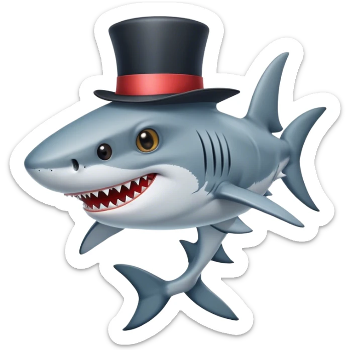 Shark with a top hat sticker