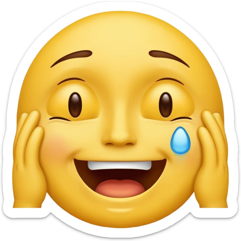 make an emoji of a yellow face sobbing and then an overlap of the same face on top of that smiling sticker