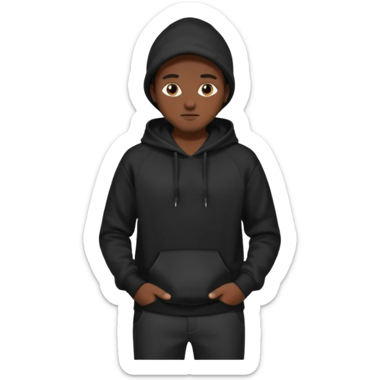 fullbody Mysterious sky man in black hoodie, hands in pockets and black pants sticker