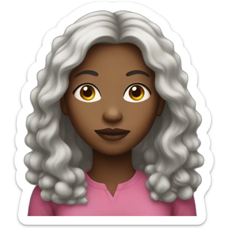 black woman with a round face and long hair sticker