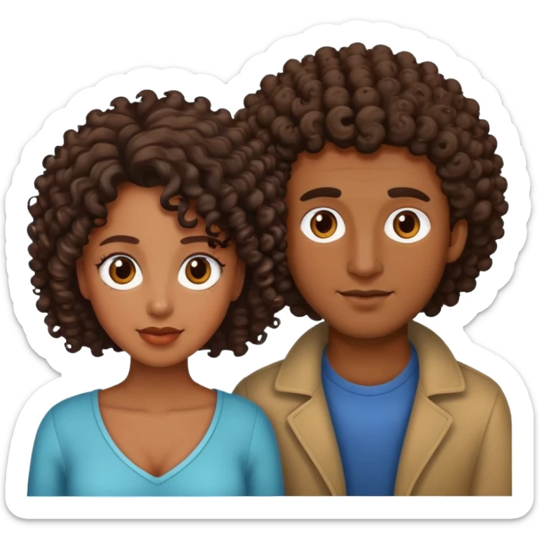 Couple, brown skin guy curly hair, dark skin woman  sticker