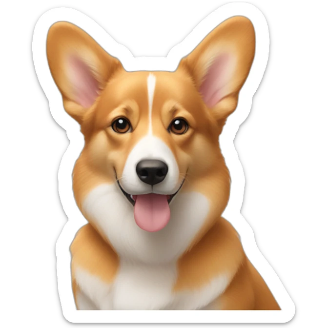 Full Orange furr and corgi East european village dog mix puppy with small leggsand ears down sticker