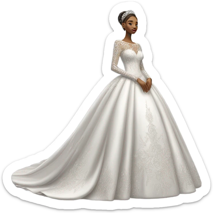 Hyper Realistic ornate ballgown long sleeve Wedding dress displays with diamanté dress only sticker